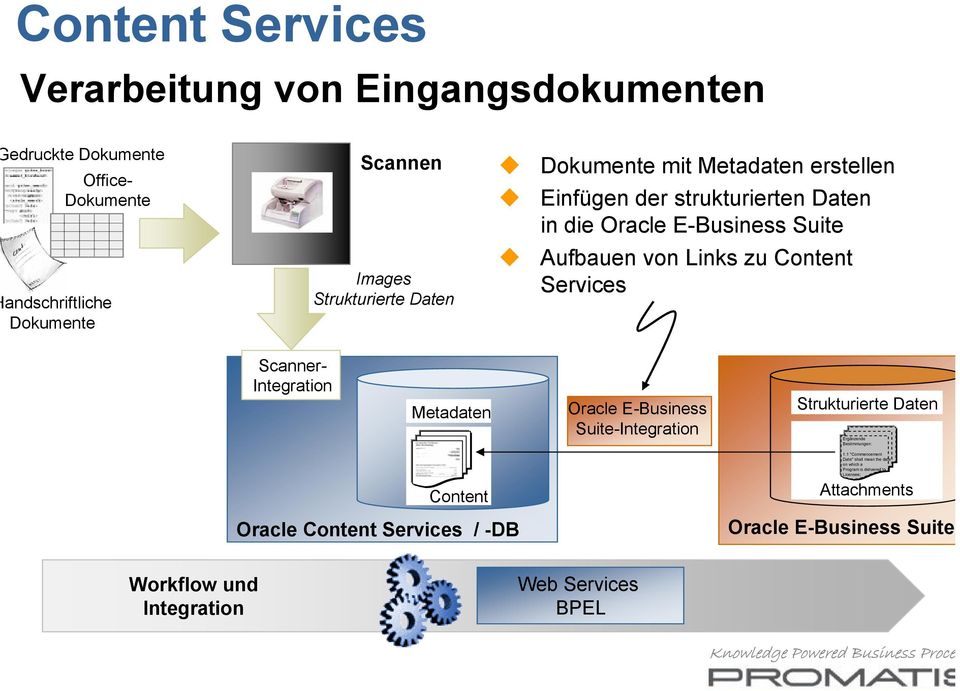 Integration Metadaten Oracle E-Business Suite-Integration Strukturierte Daten Ergänzende Bestimmungen: Content Oracle Content Services / -DB 1.