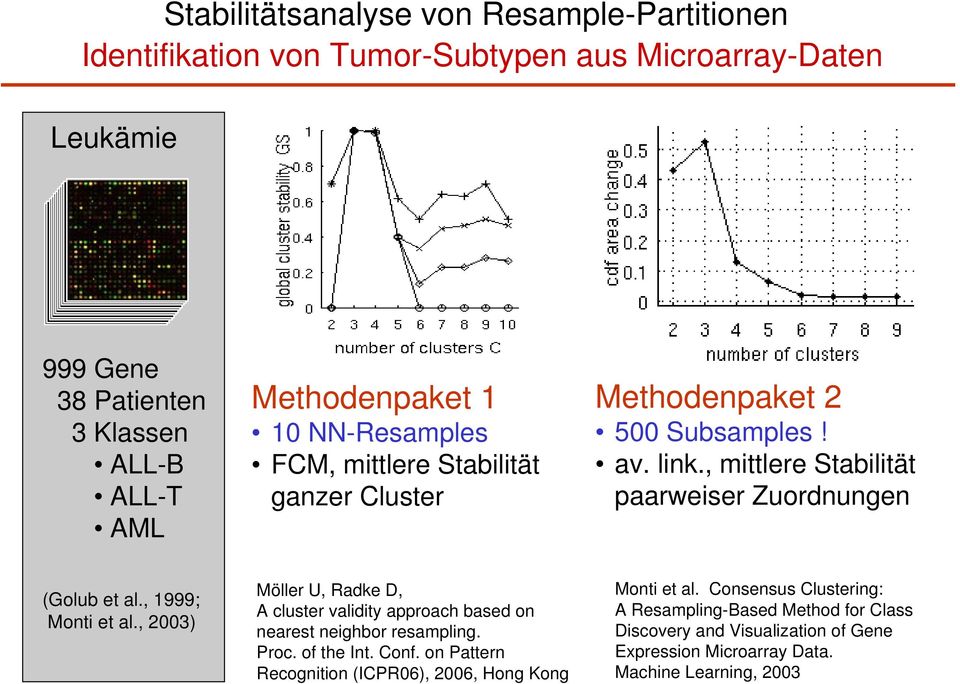 , mittlere Stabilität paarweiser Zuordnungen (Golub et al., 1999; Monti et al.
