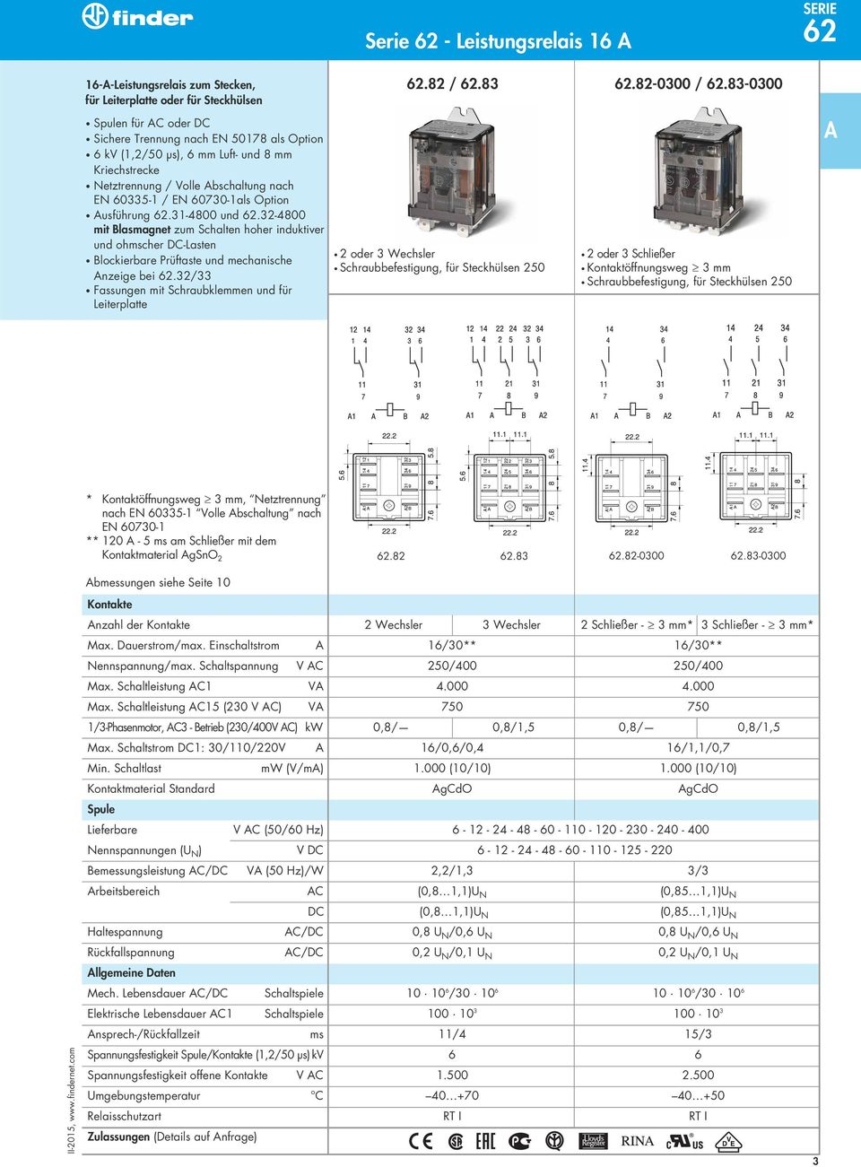 32-4800 mit Blasmagnet zum Schalten hoher induktiver und ohmscher DC-Lasten Blockierbare Prüftaste und mechanische nzeige bei 62.