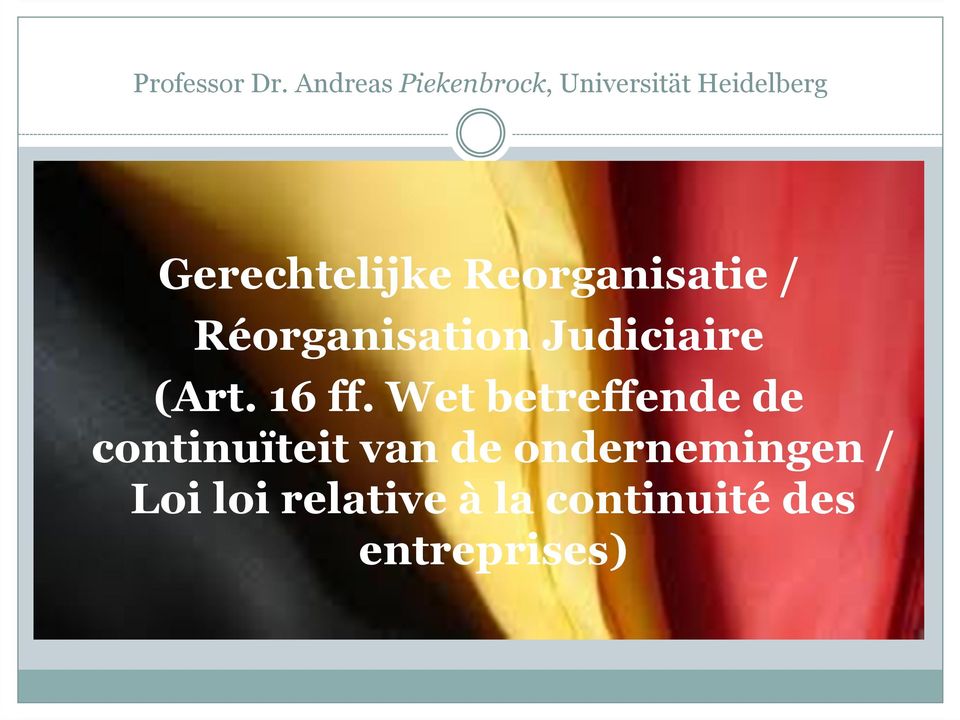 Reorganisatie / Réorganisation Judiciaire (Art. 16 ff.