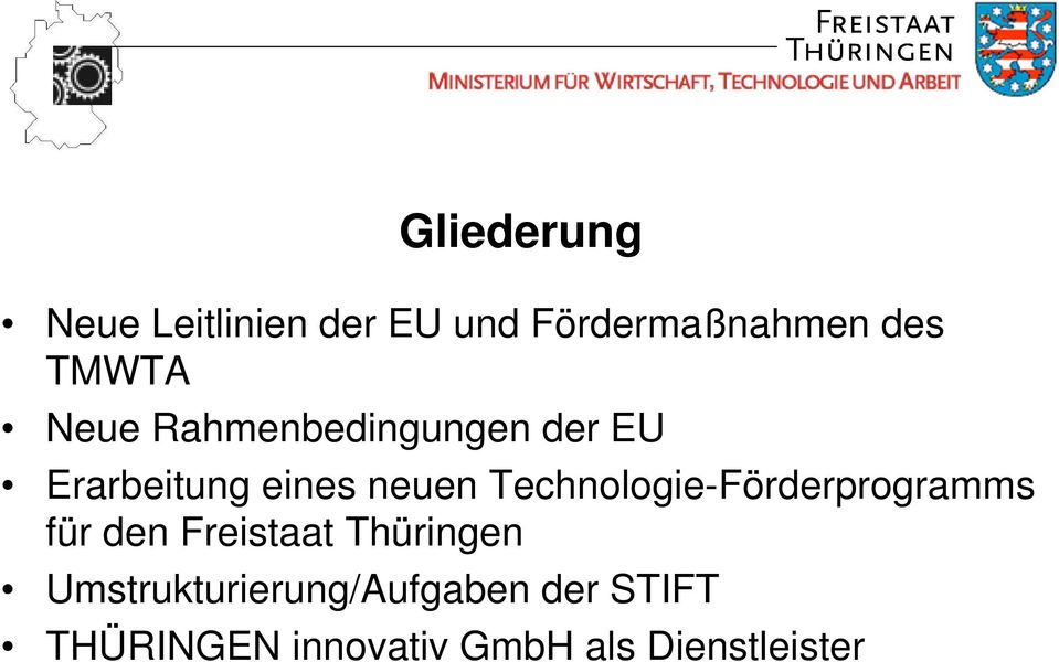 Technologie-Förderprogramms für den Freistaat Thüringen