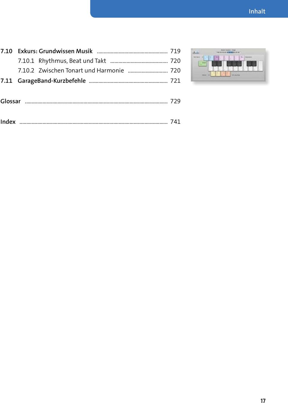 .. 720 7.11 GarageBand-Kurzbefehle.