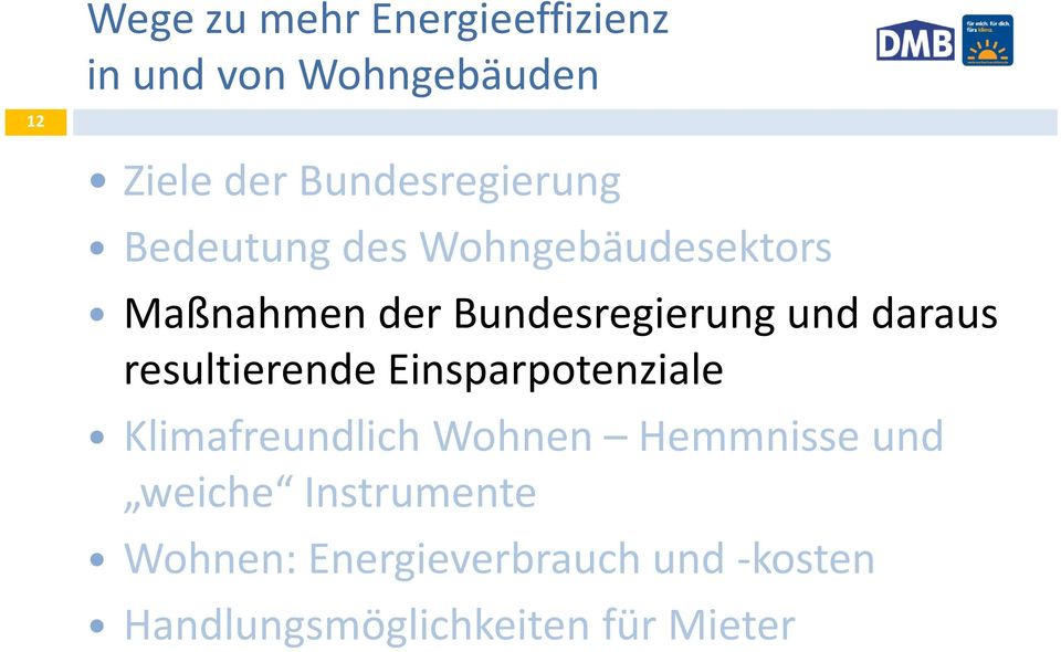 und daraus resultierende Einsparpotenziale Klimafreundlich Wohnen Hemmnisse