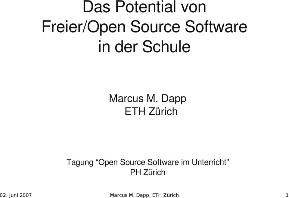 Dapp ETH Zürich Tagung Open Source