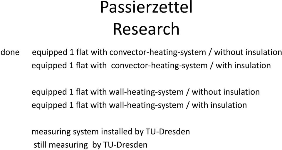 flat with wall-heating-system / without insulation equipped 1 flat with