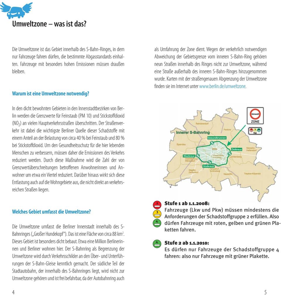 Wegen der verkehrlich notwendigen Abweichung der Gebietsgrenze vom inneren S-Bahn-Ring gehören neun Straßen innerhalb des Ringes nicht zur Umweltzone, während eine Straße außerhalb des inneren