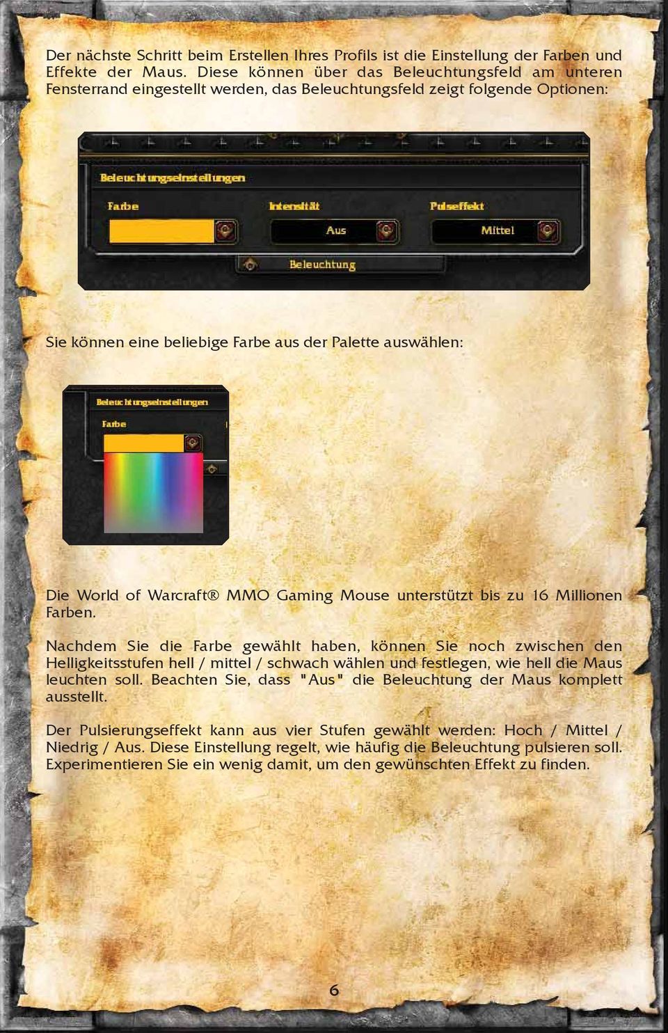 Warcraft MMO Gaming Mouse unterstützt bis zu 16 Millionen Farben.