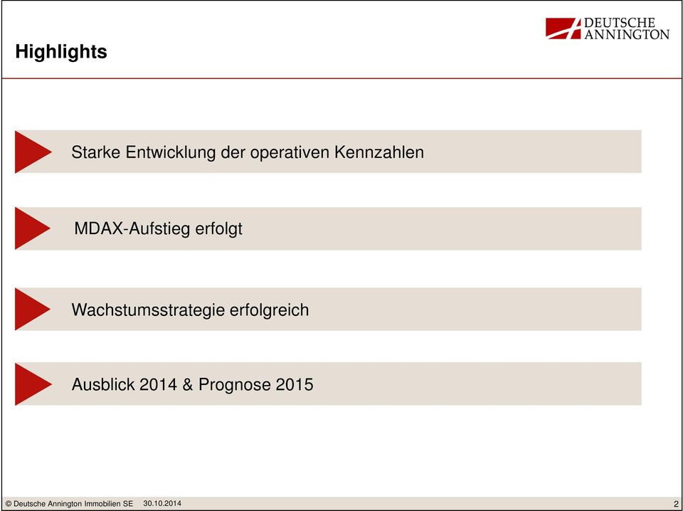 Wachstumsstrategie erfolgreich Ausblick 2014 &