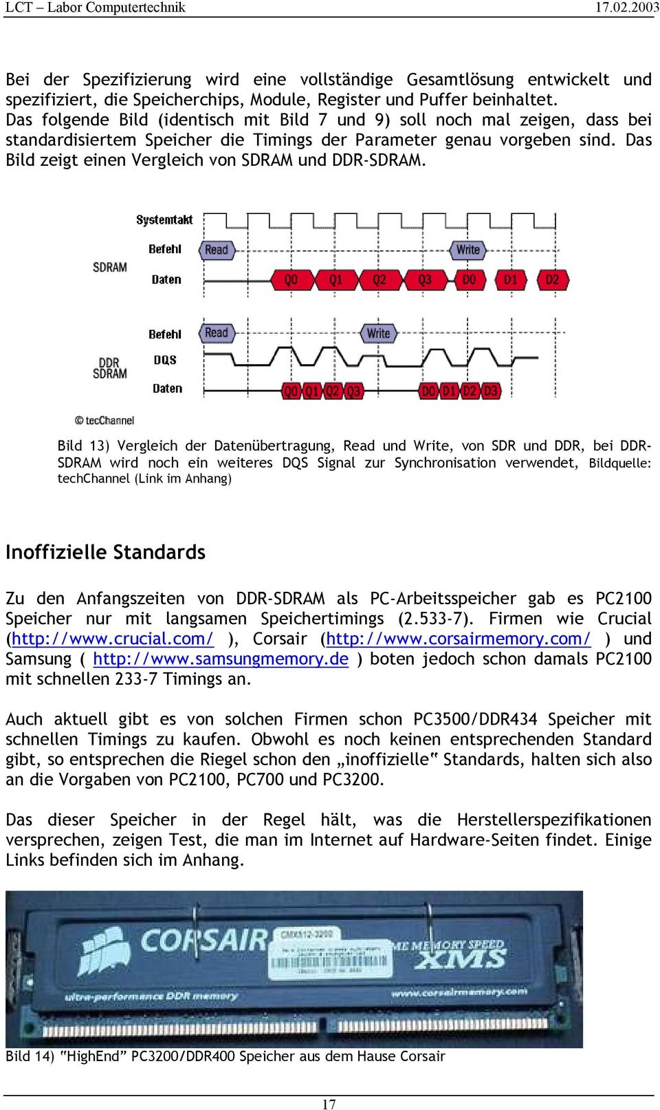Das Bild zeigt einen Vergleich von SDRAM und DDR-SDRAM.