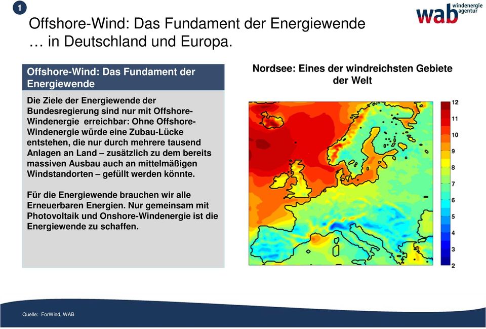 Offshore- Windenergie erreichbar: Ohne Offshore- Windenergie würde eine Zubau-Lücke entstehen, die nur durch mehrere tausend Anlagen an Land zusätzlich zu dem