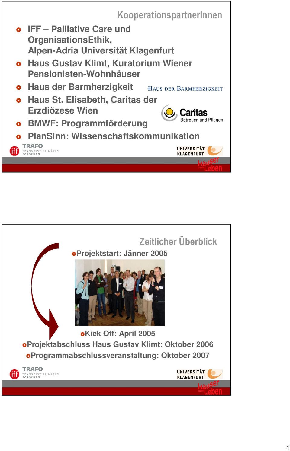 Elisabeth, Caritas der Erzdiözese Wien BMWF: Programmförderung PlanSinn: Wissenschaftskommunikation Zeitlicher