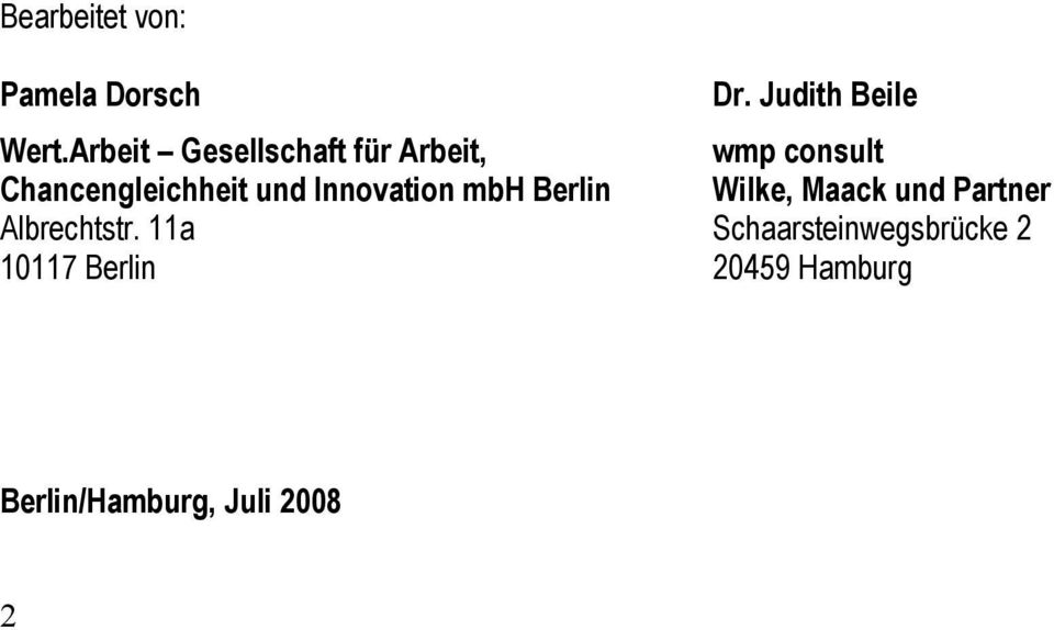 und Innovation mbh Berlin Wilke, Maack und Partner Albrechtstr.