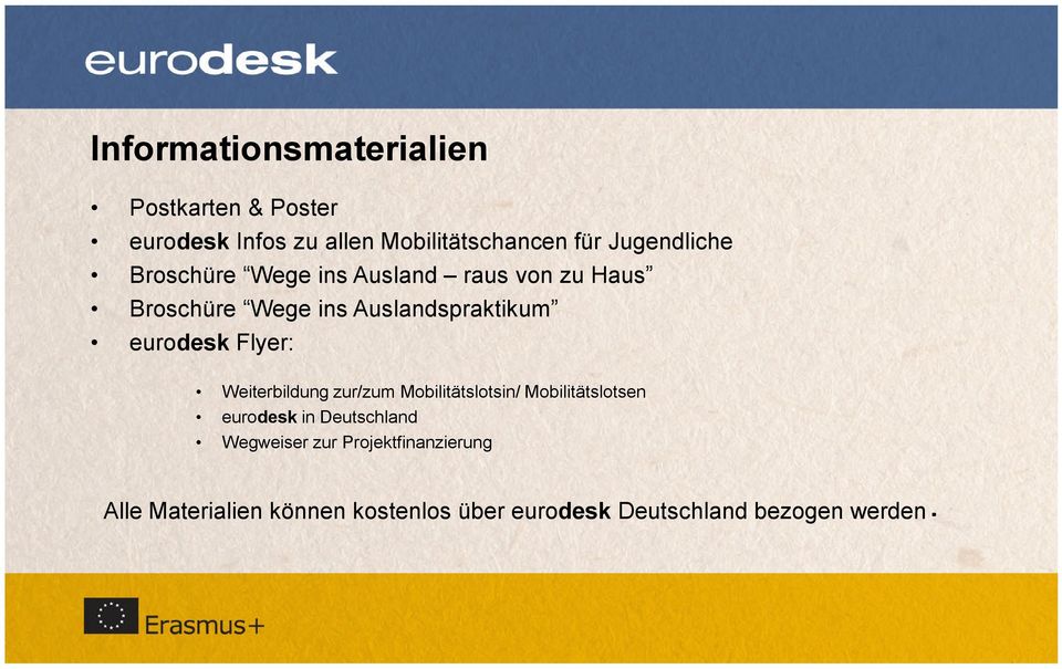 eurodesk Flyer: Weiterbildung zur/zum Mobilitätslotsin/ Mobilitätslotsen eurodesk in Deutschland