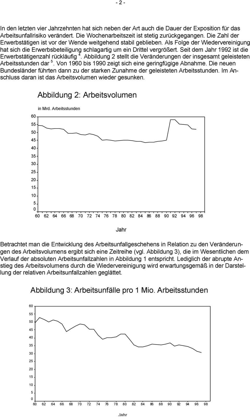 Seit dem 19 ist die Erwerbstätigenzahl rückläufig 4. Abbildung 2 stellt die Veränderungen der insgesamt geleisteten Arbeitsstunden dar 5. Von 19 bis 19 zeigt sich eine geringfügige Abnahme.