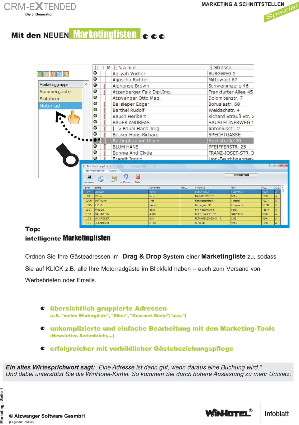 ") unkompiirt und infach Barbitung mit dn Markting-Toos (Nwsttr, Srinbrif,.