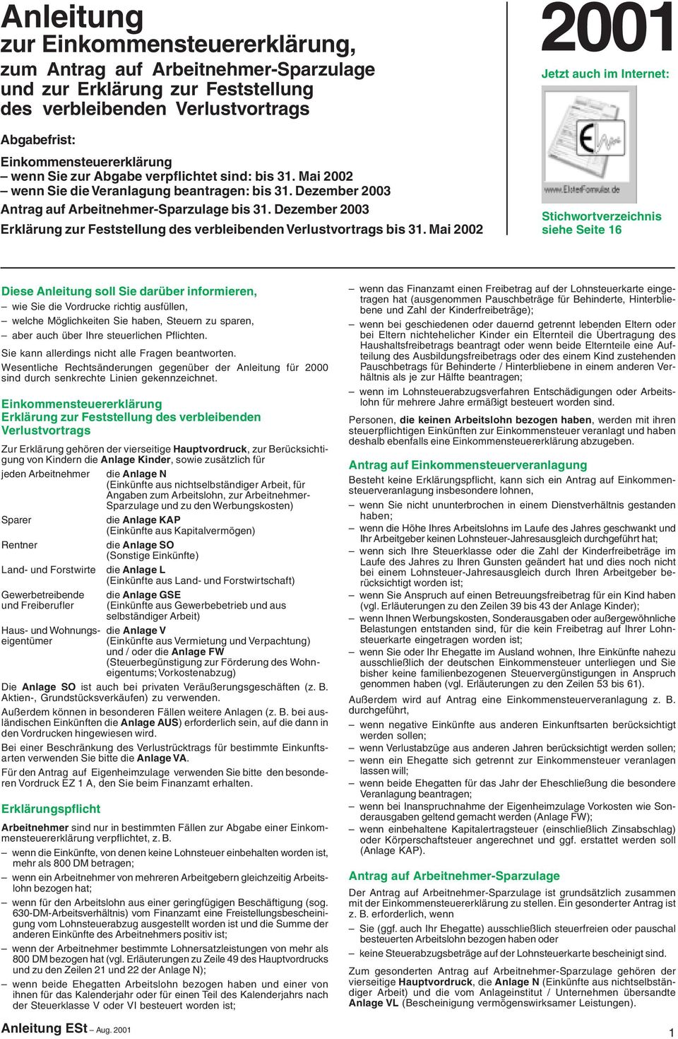 Dezember 2003 Erklärung zur Feststellung des verbleibenden Verlustvortrags bis 31.