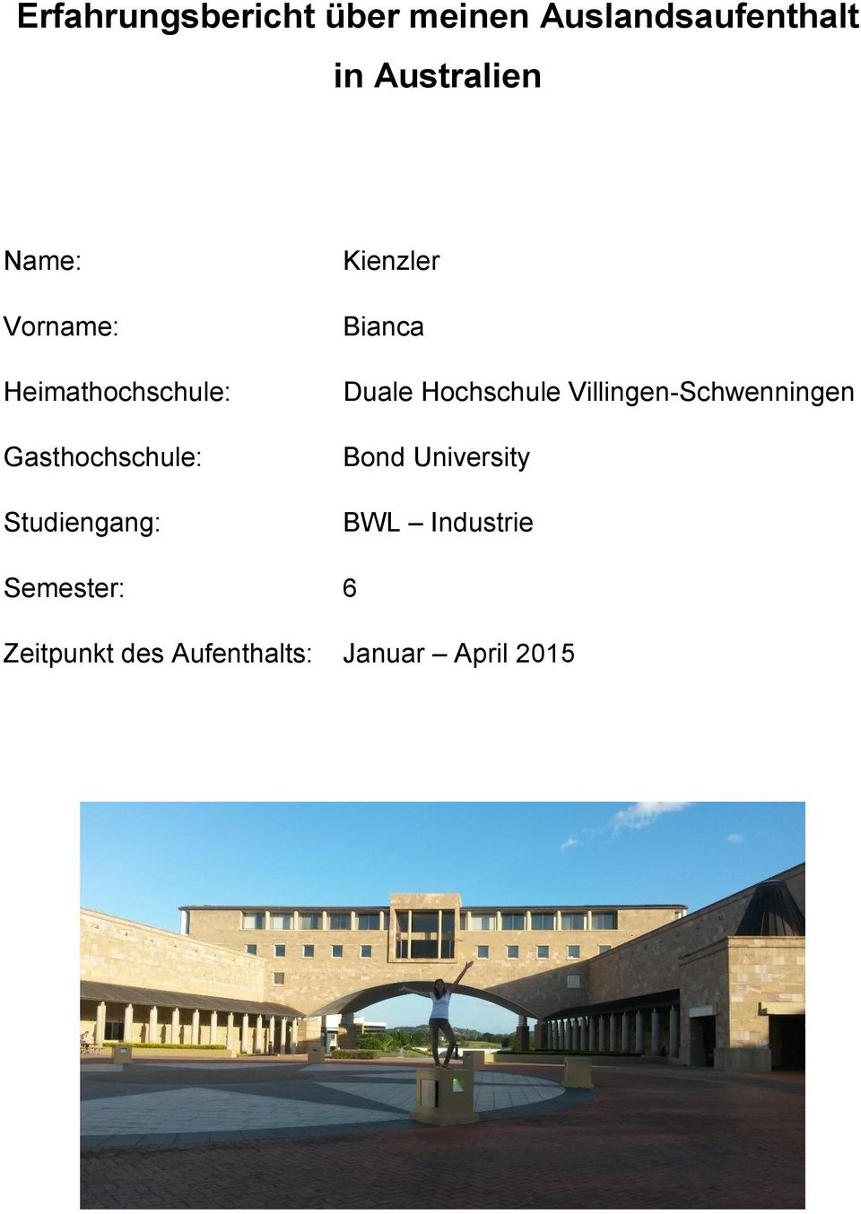 Kienzler Bianca Duale Hochschule Villingen-Schwenningen Bond