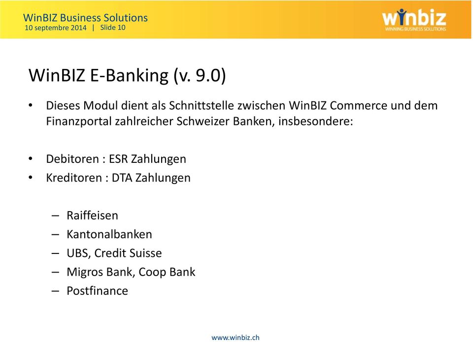 Finanzportal zahlreicher Schweizer Banken, insbesondere: Debitoren : ESR