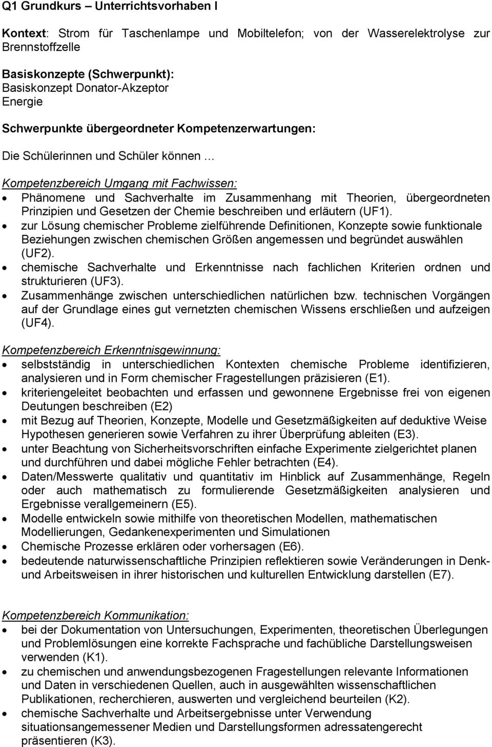 Prinzipien und Gesetzen der Chemie beschreiben und erläutern (UF1).