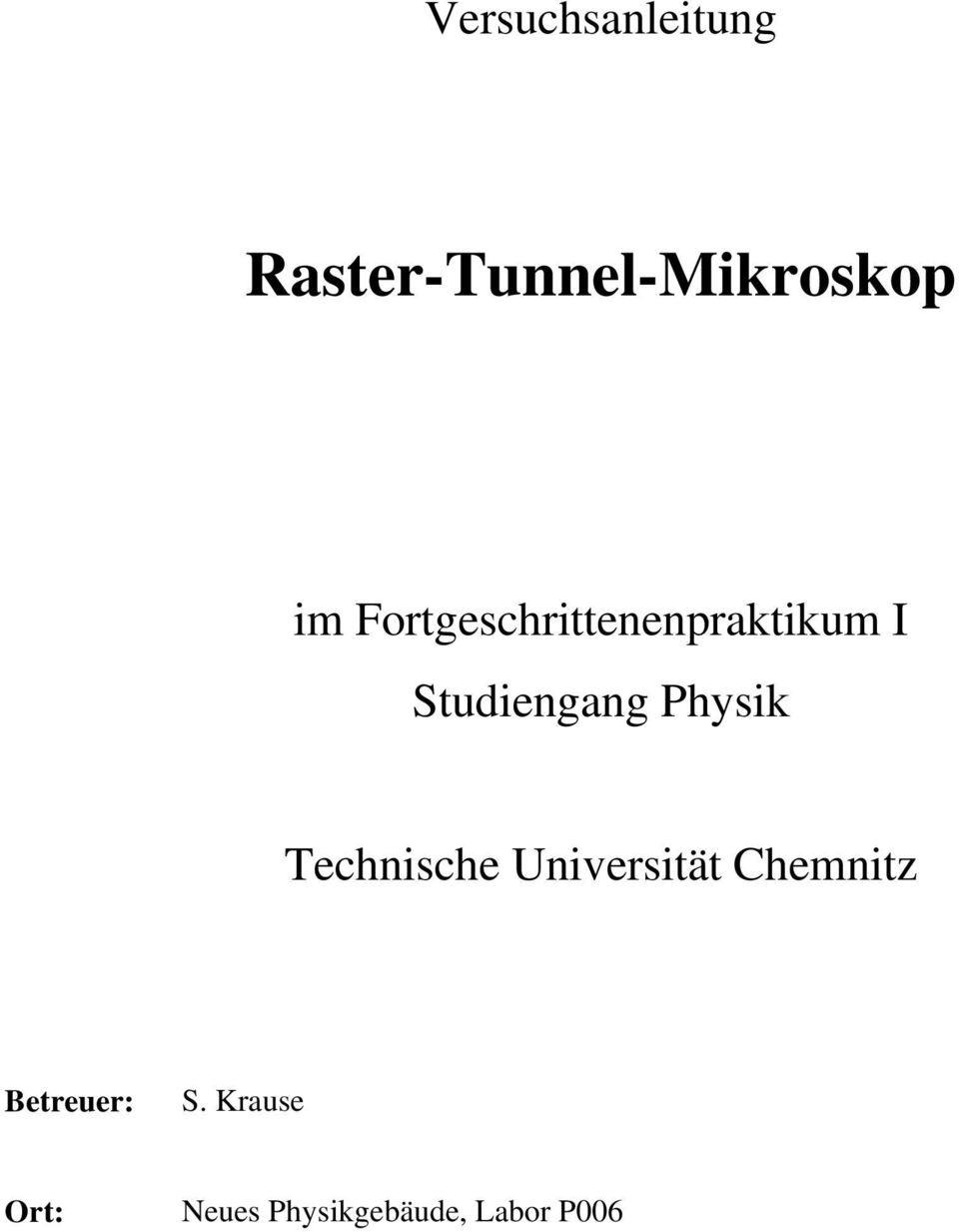 Physik Technische Universität Chemnitz