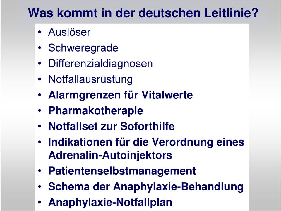 Vitalwerte Pharmakotherapie Notfallset zur Soforthilfe Indikationen für die