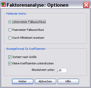 Lösungen zu Janssen/Laatz, Statistische Datenanalyse mit SPSS 7 Etwas übersichtlicher gestaltet sich das, wenn wir die Variablen nach der Höhe der Faktorladung ordnen lassen und gleichzeitig die