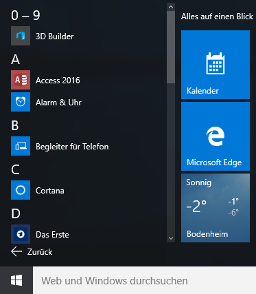 2 Mit Windows beginnen Klicken Sie mit der linken Maustaste im geöffneten Startmenü auf Alle Apps, um sich eine Liste aller vorhandenen Apps anzeigen zu lassen.