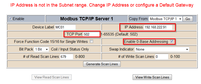 Einstellung der Modbus TCP/IP Clients Wenn Sie sich noch nicht im Konfigurationsmodus befinden, wechseln Sie durch betätigen des Button Configuration Mode dorthin.