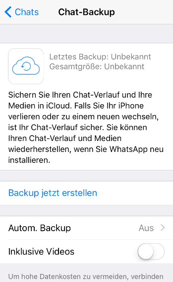 Chats mit dem iphone in der icloud sichern Um ein Backup deiner WhatsApp-Chats mit dem iphone zu erstellen, muss dein Gerät mit der icloud verbunden sein.