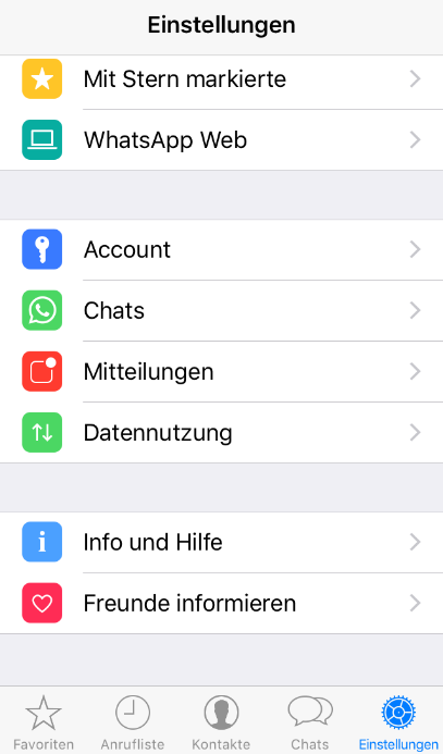 Auto-Download deaktivieren iphone Öffne die WhatsApp- Einstellungen. Tippe auf Datennutzung.