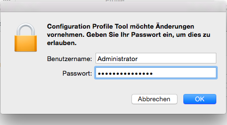 Wenn Sie Ihren HU-Accountnamen und das zugehörige Passwort in der Schlüsselbundverwaltung von OS X speichern wollen, geben Sie diese jetzt ein.