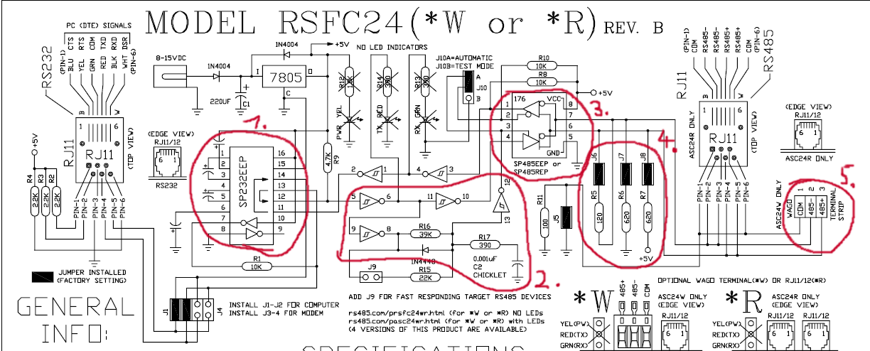 Abbildung 11: Schaltplan des RS-485 Transceivers Die Funktionsweise des RS-485 Transceivers ist im Kapitel 3.2.3 erläutert, daher wird hier nicht näher darauf eingegangen.