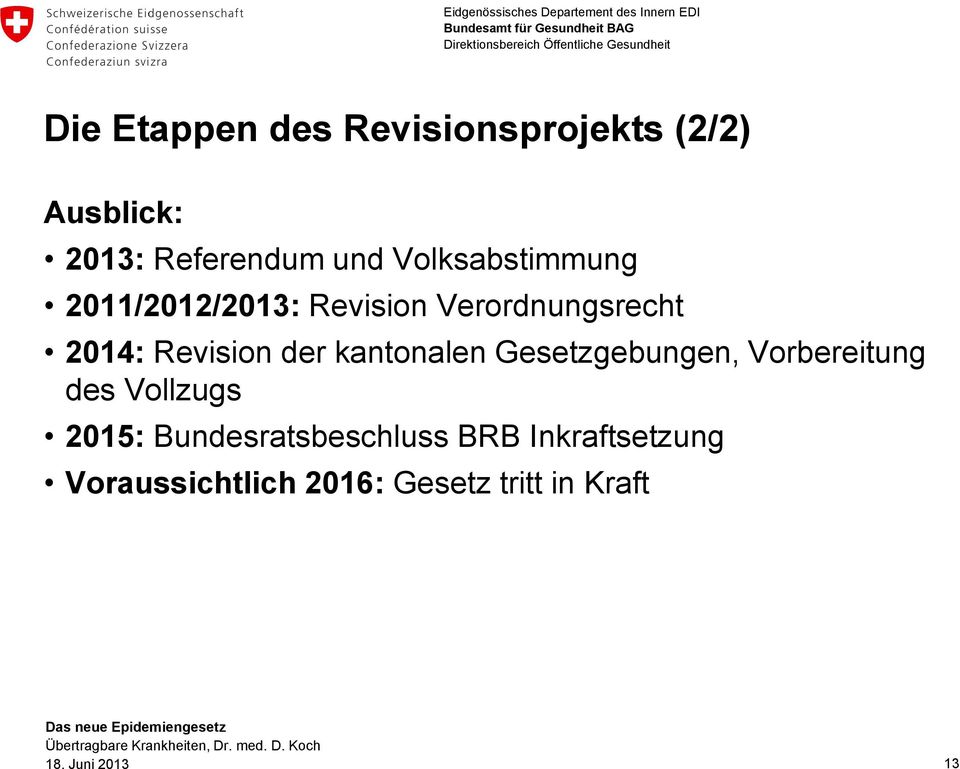 der kantonalen Gesetzgebungen, Vorbereitung des Vollzugs 2015: