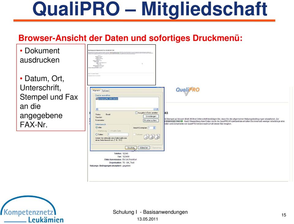 Dokument ausdrucken Datum, Ort,