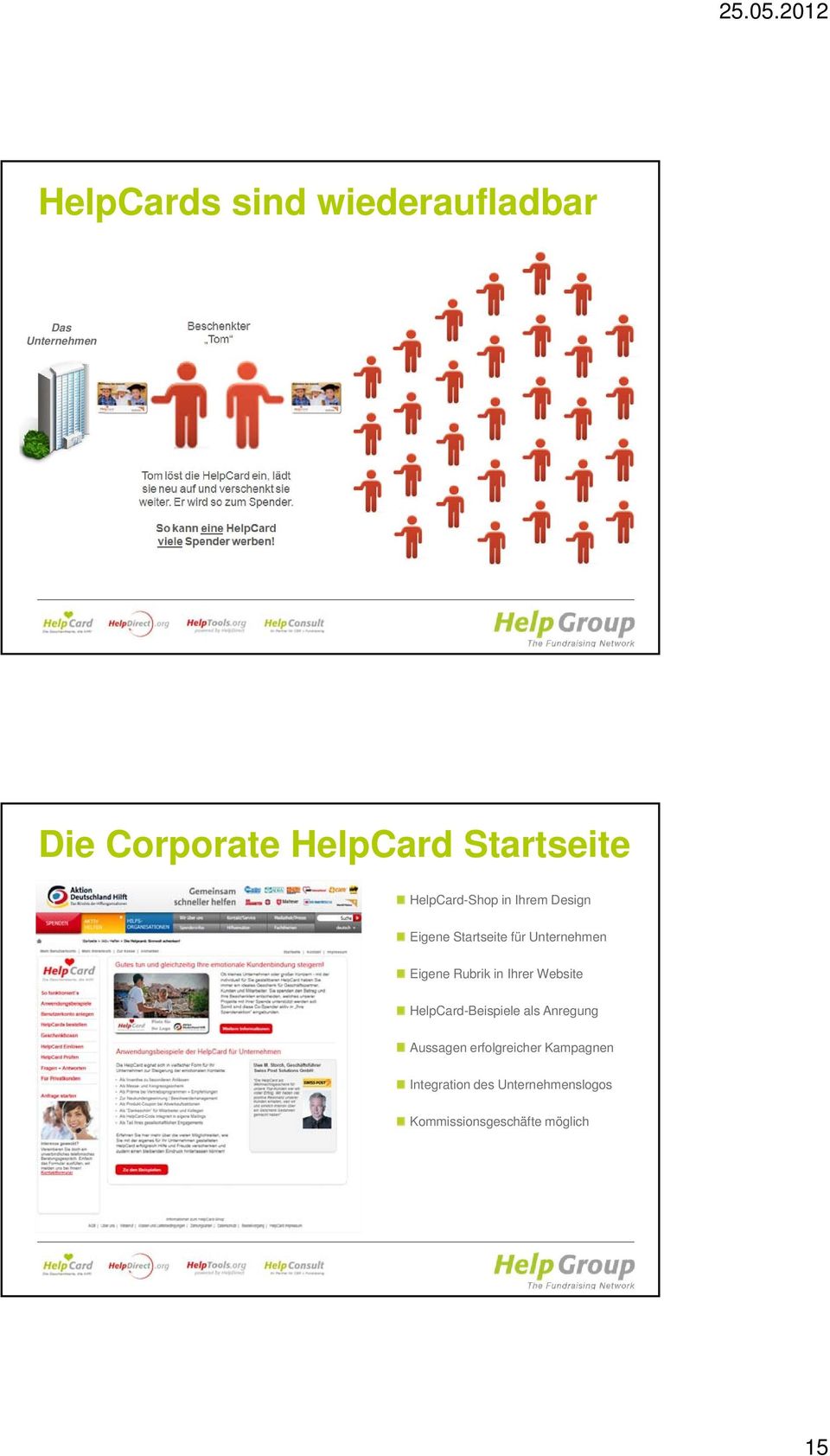 Unternehmen Eigene Rubrik in Ihrer Website HelpCard-Beispiele als Anregung