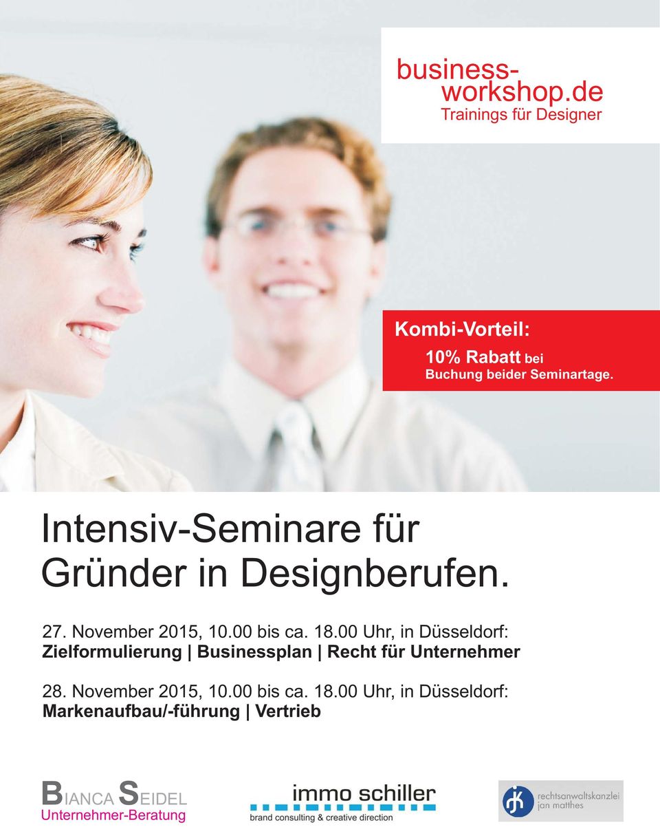 Intensiv-Seminare für Gründer in Designberufen. 27. November 2015, 10.00 bis ca. 18.