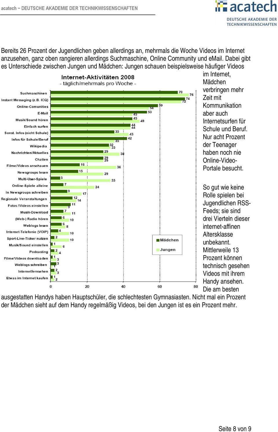 und Beruf. Nur acht Prozent der Teenager haben noch nie Online-Video- Portale besucht.