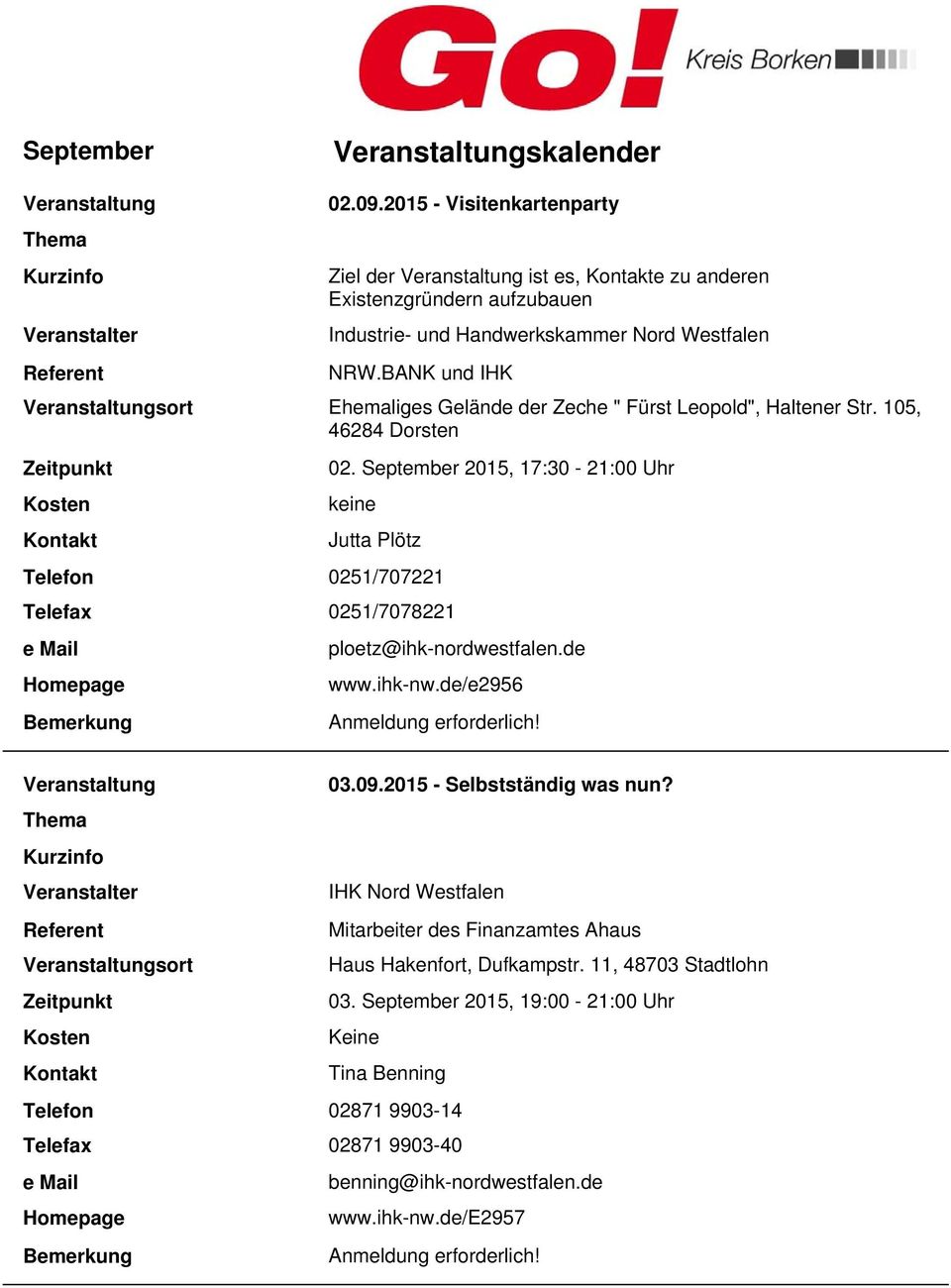 September 2015, 17:30-21:00 Uhr Jutta Plötz 0251/707221 0251/7078221 ploetz@ihk-nordwestfalen.de www.ihk-nw.de/e2956 03.09.2015 - Selbstständig was nun?