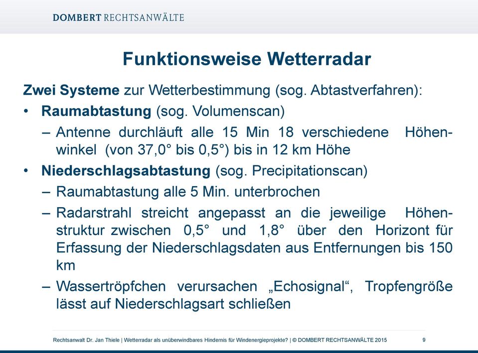 Precipitationscan) Raumabtastung alle 5 Min.