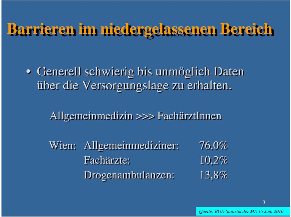 Allgemeinmedizin >>> FachärztInnen Wien: Allgemeinmediziner: 76,0%