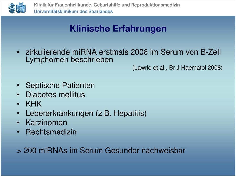 , Br J Haematol 2008) Septische Patienten Diabetes mellitus KHK