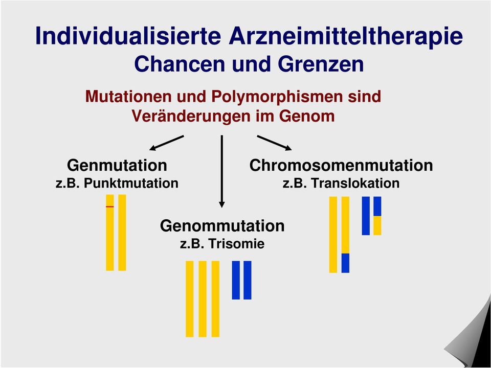 Punktmutation Chromosomenmutation z.b.