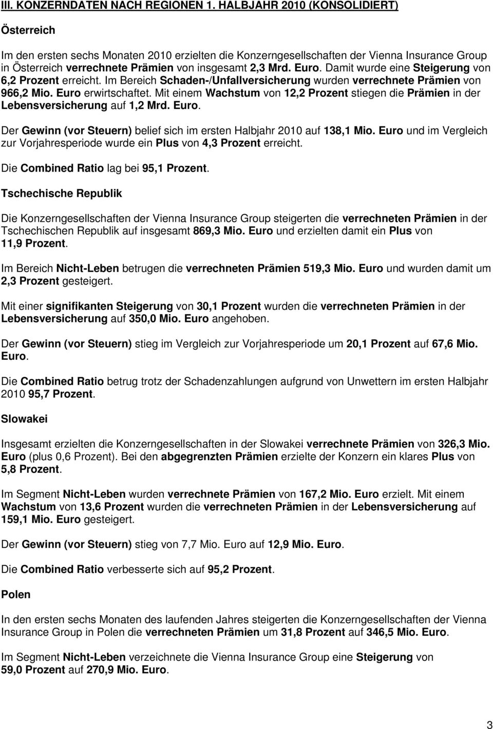 Damit wurde eine Steigerung von 6,2 Prozent erreicht. Im Bereich Schaden-/Unfallversicherung wurden verrechnete Prämien von 966,2 Mio. Euro erwirtschaftet.