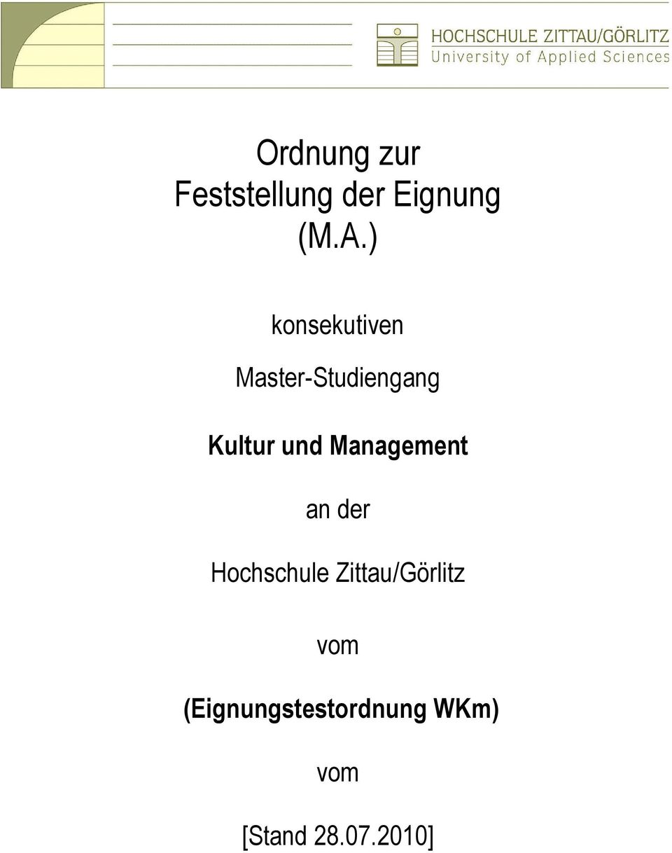 Management an der Hochschule Zittau/Görlitz