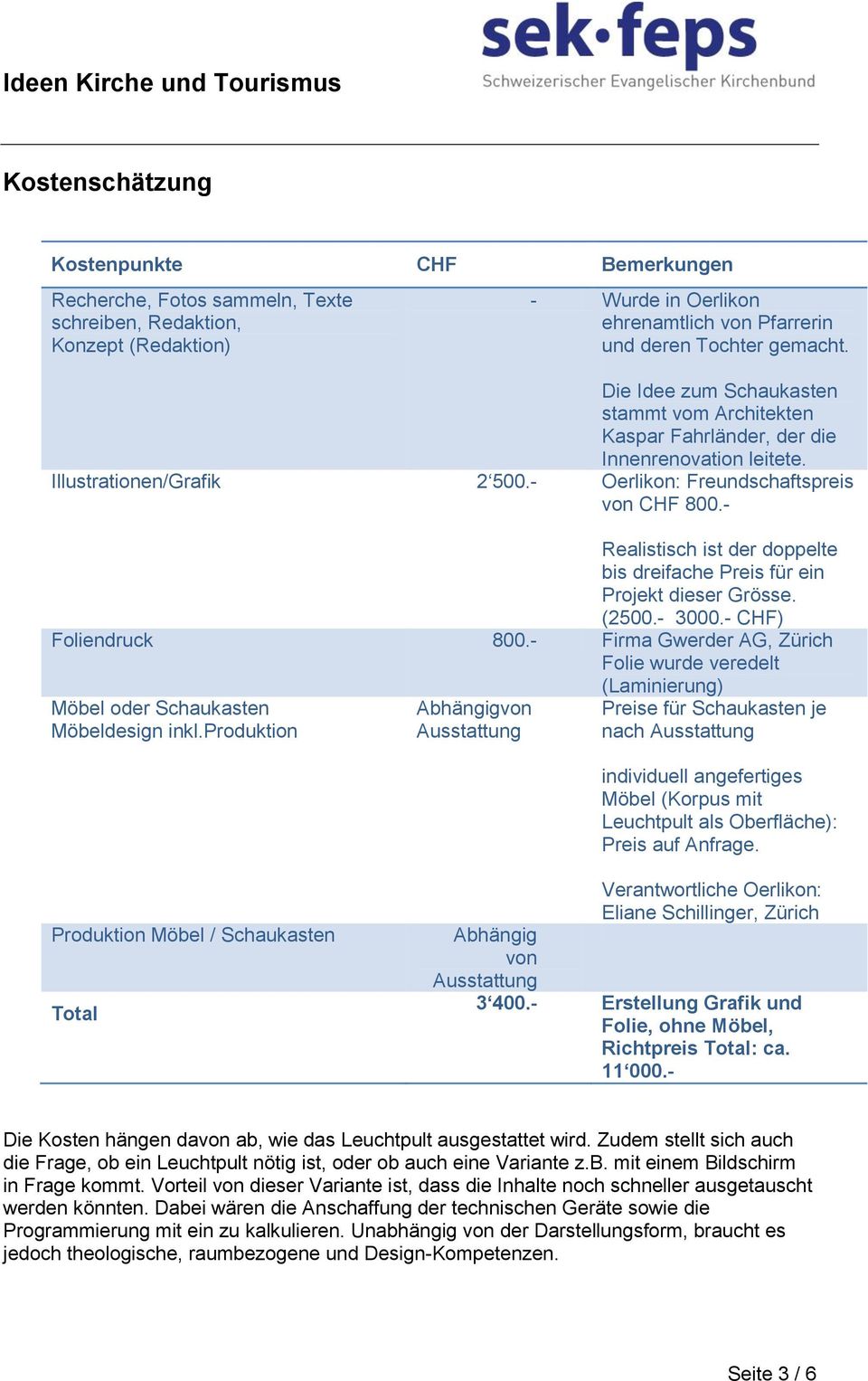 - Realistisch ist der doppelte bis dreifache Preis für ein Projekt dieser Grösse. (2500.- 3000.- CHF) Foliendruck 800.