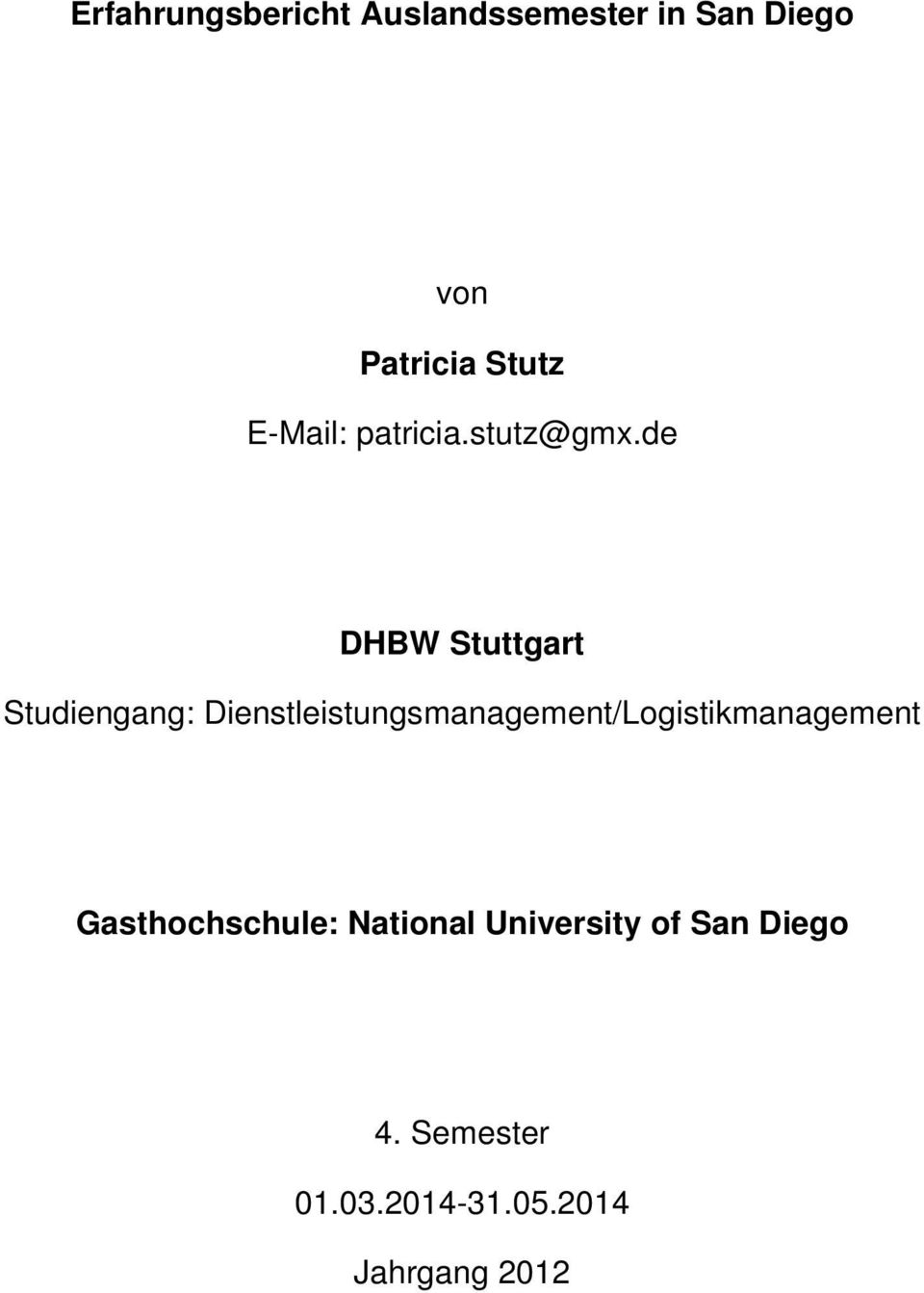 de DHBW Stuttgart Studiengang: