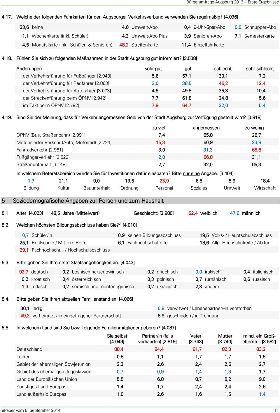 Fühlen Sie sich zu folgenden Maßnahmen in der Stadt Augsburg gut informiert? [3.538] Änderungen sehr gut gut schlecht sehr schlecht der Verkehrsführung für Fußgänger [2.