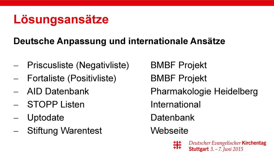 (Positivliste) BMBF Projekt AID Datenbank Pharmakologie