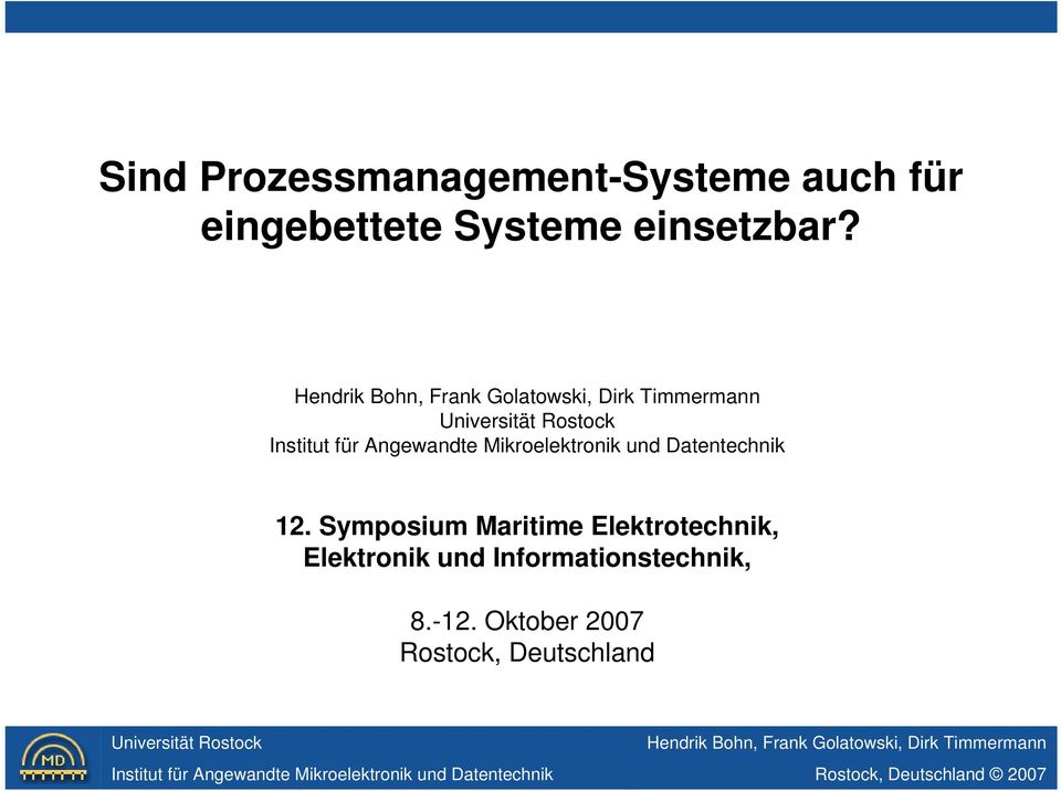 Symposium Maritime Elektrotechnik, Elektronik und
