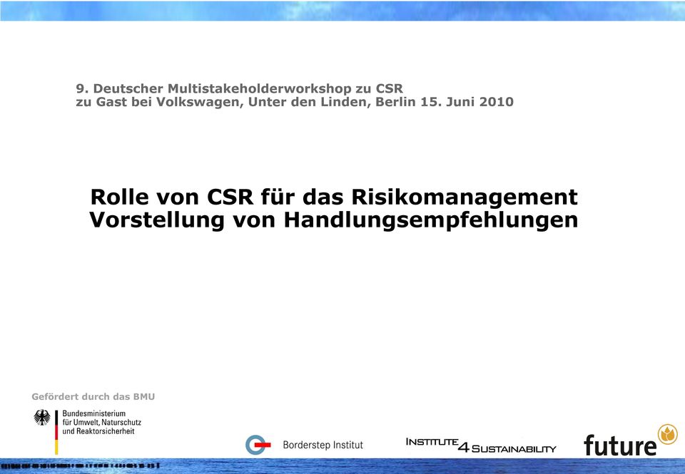 Juni 2010 Rolle von CSR für das Risikomanagement